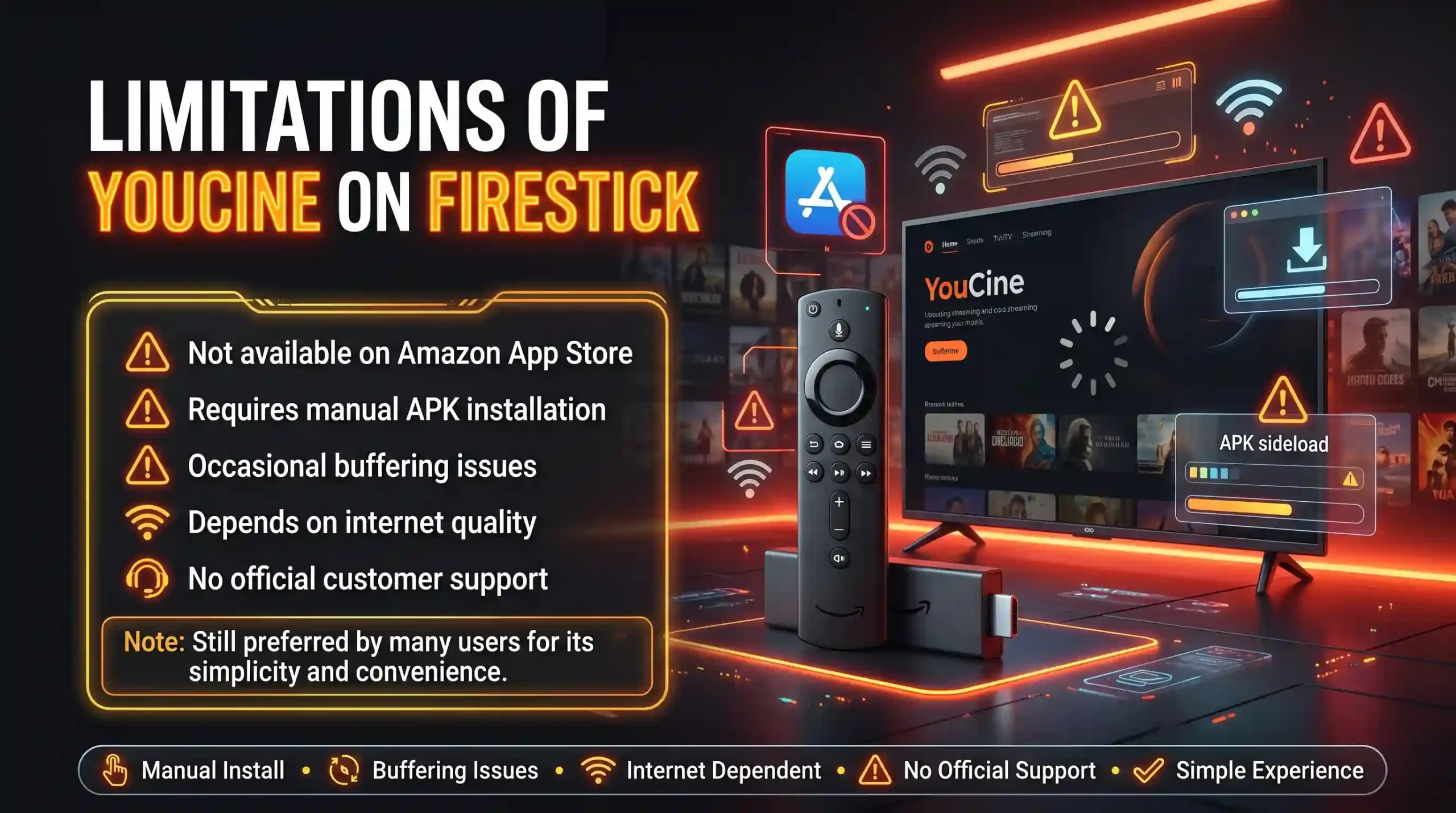 Limitations of YouCine on Firestick